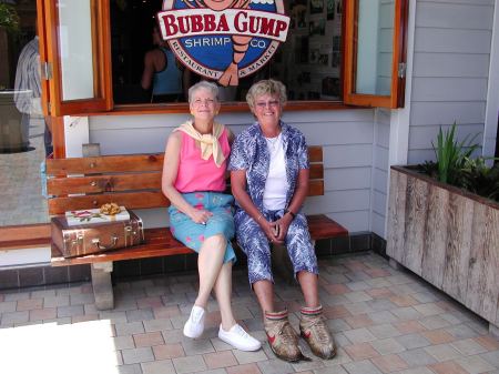 June & I at Bubba Gump's Honolulu 6/04