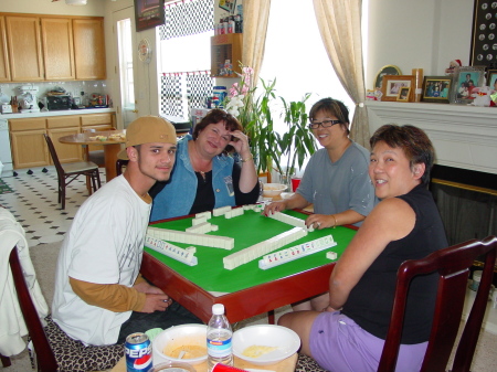 Playing Mahjong with friends