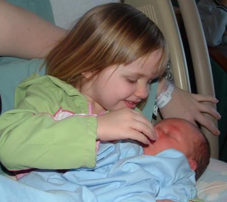 Rachel and her new baby brother Caleb!