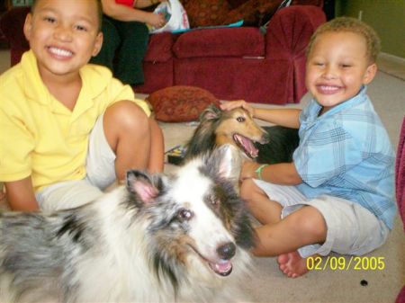 Jordan and Devin pose with our dogs