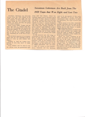 1960 article citadel starters
