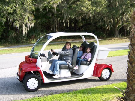 Me driving the red bug on Jekyll Island