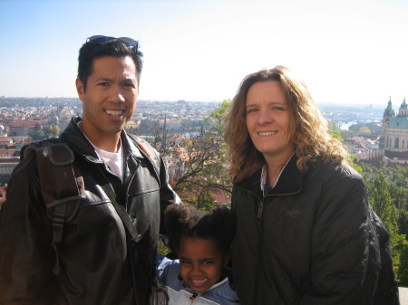 With Wife and Daughter in Prague