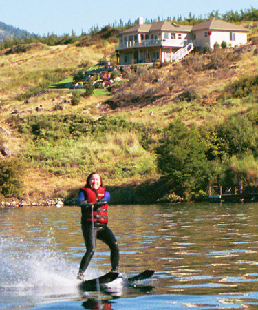 Water skiing in front of our Chelan home