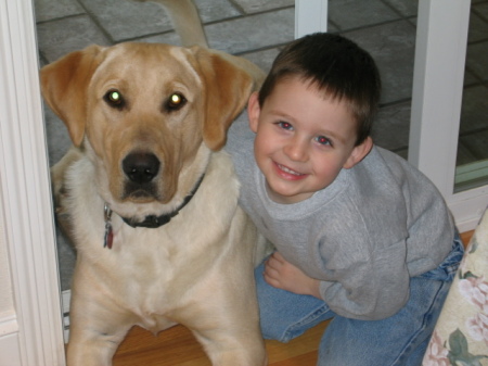 Youngest son with our dog