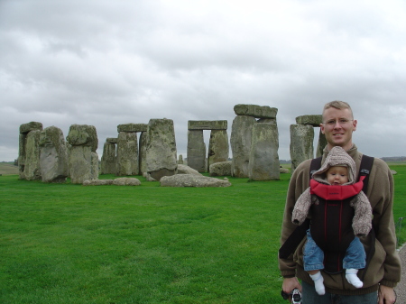 Aaron and son, Aiden, at Stonehenge (2005)