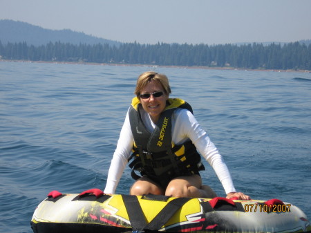 Kimberly on an innertube