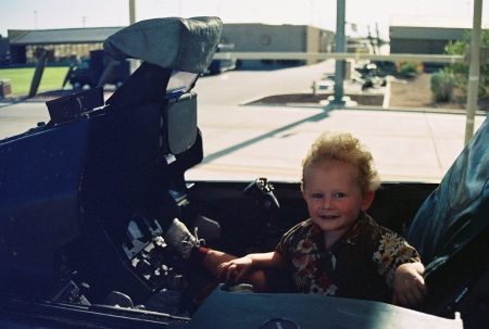 Garett age 2 in Daddy's F-16