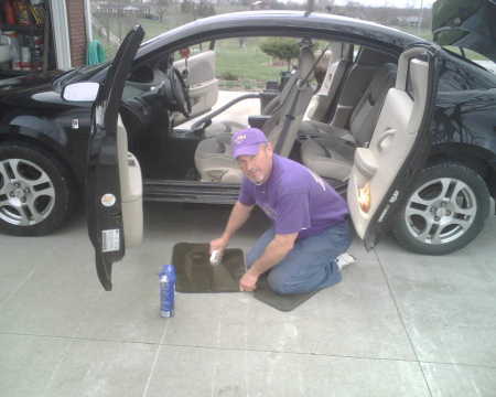 Cleaning Philip's car