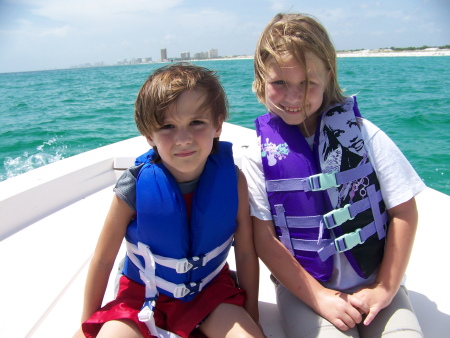 Grands on Gulf on Uncle Ronnie's Boat