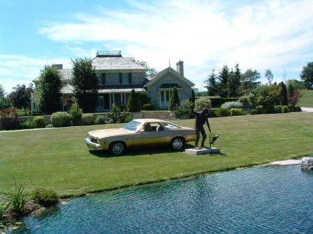 farm front with fisherman