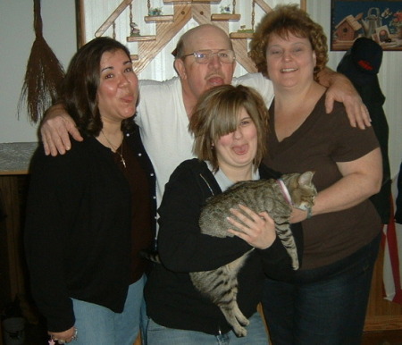 Me, my best friend, her father, her daughter, and the cat