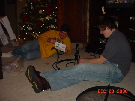 My boys building their Dad's Christmas gift - 2006