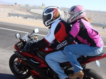 Sheri and I doin 100+ on the freeway.