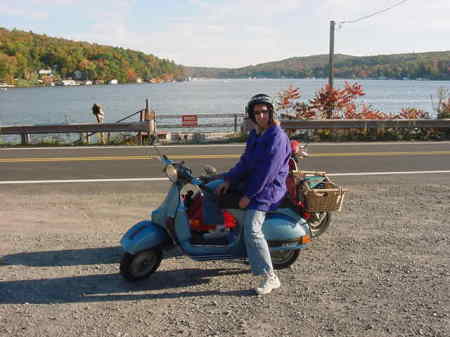 Jenn on Her Vespa P150 Harveys Lake 1