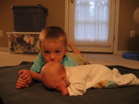 caiden loves his little sister!