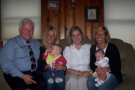 Dad with April, Laura and Heather, Megan & Gracy