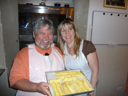 Amy and I in Cooking Class in Florence, Italy