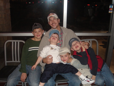 Son Nathan with four of my grandsons.