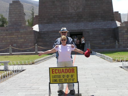 Elaine and Chuck at the Center of the World in Ecuador