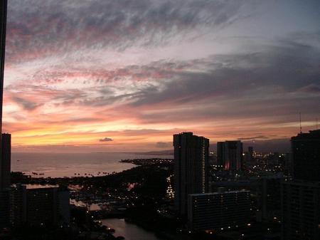 Balcony View of Honolulu - Sunset 2006