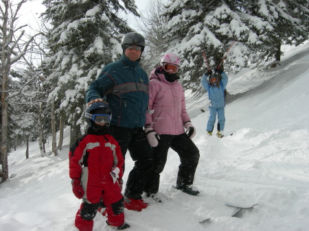 My skiers - Owen's first double black diamond!