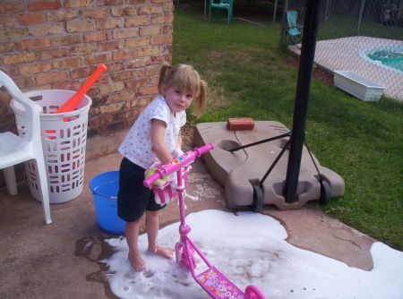 I am washing my scooter!!