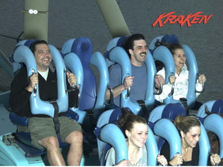 Brother Jerry, Sean, Me, Renae, and Katie on Kraken Sea World