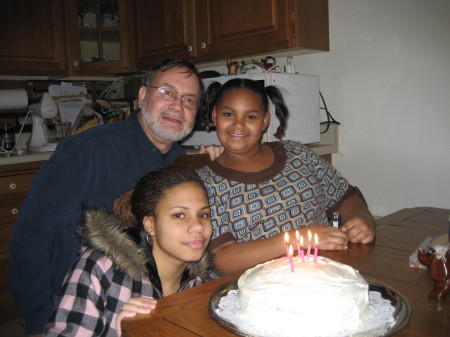 David with granddaughters, Emily & Tasheona.