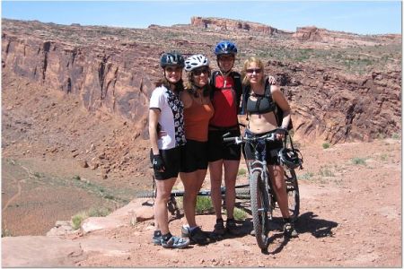 The ladies and me mountain biking in Moab Utah in April 2007