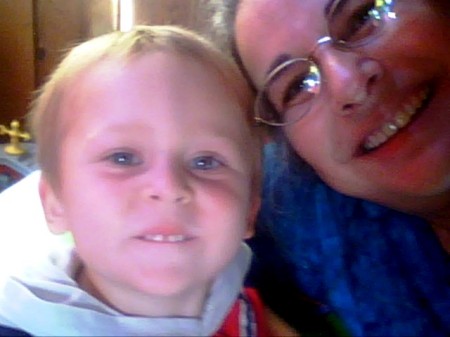 My grandson and I playing with my picture phone