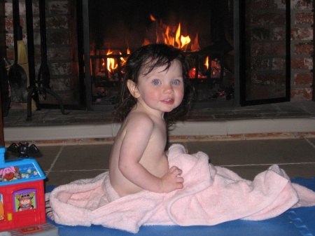 Warm by the fire after my bath