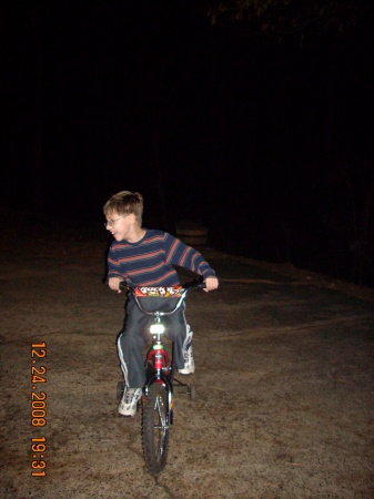 Russell riding his bike