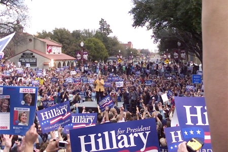 Hillary in the Stockyards