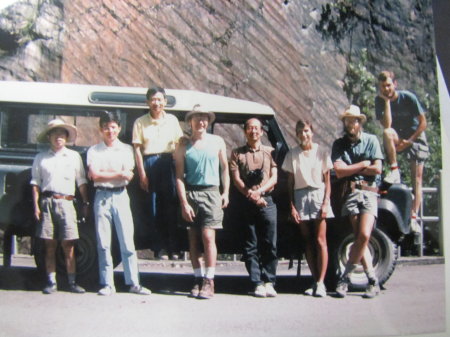 Tim (2nd from rt) and Jean with students and colleagues doing geological field work in Taiwan (1990s).