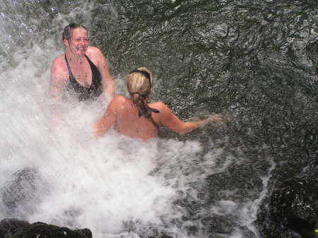 My girls in a waterfall on Dominica