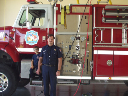 Aiden and Aaron at one of many of his dad's firestations