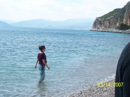 Mar 2007- Samantha walking the beaches in Greece