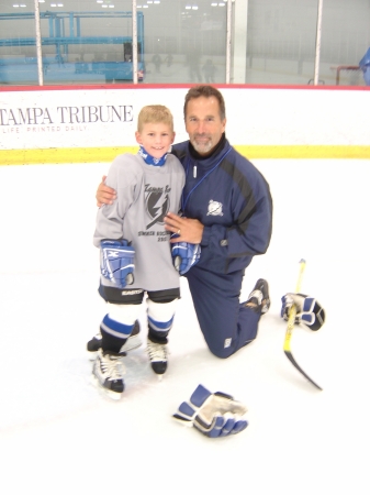 Baylor beaming while meeting Lightning coach.