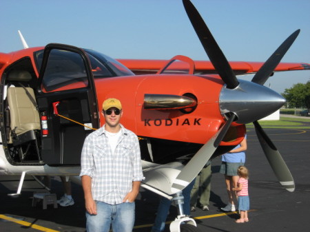 My son Geoff in front of the Quest Kodiak