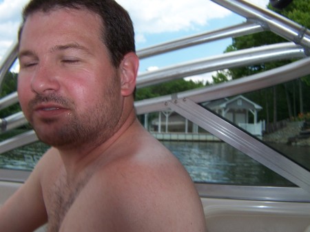 Scott Lawrence on the boat - Hyco Lake, NC