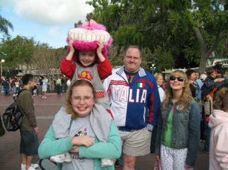 My husband and kids at Disneyland, Feb '07