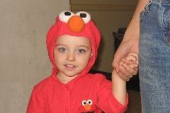 My granddaughter Sophia as Elmo on Halloween