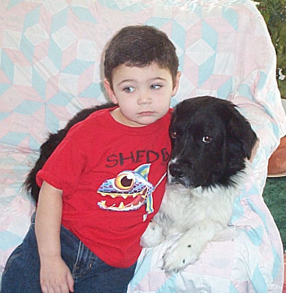 My grandson and doggie