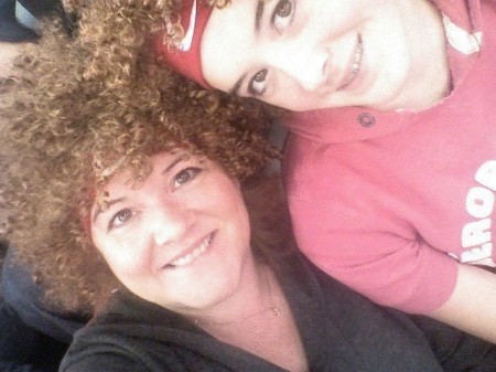 Danielle and I being silly at AndyWig night