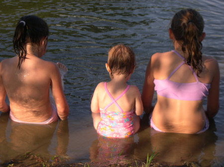 three of the five grandkids-Cooling Off
