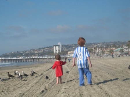 On the Beach...big brother & li'l sister