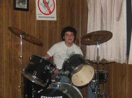 My son (Jake) playing his drums