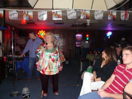 Singing at the Club for sons birthday bash!