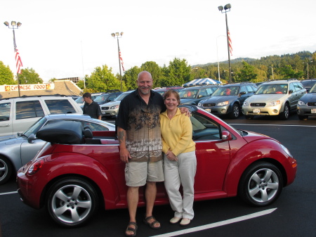 My wife "Kathi" and me, with her new Bug.